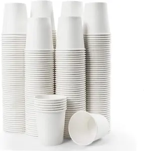 100 count 6 oz Disposable Paper Cups, Hot Cold Beverage Drinking Cup for Coffee, Water, , Juice, Espresso & Cortado (White)