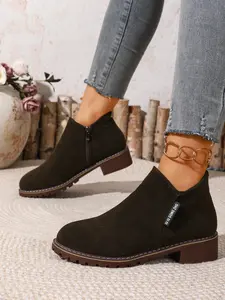 Women's Low Heel Chelsea Booties, Side Zipper Design, Vintage Fashion, Fall Winter New Arrival, Versatile Multi-Scene Wear