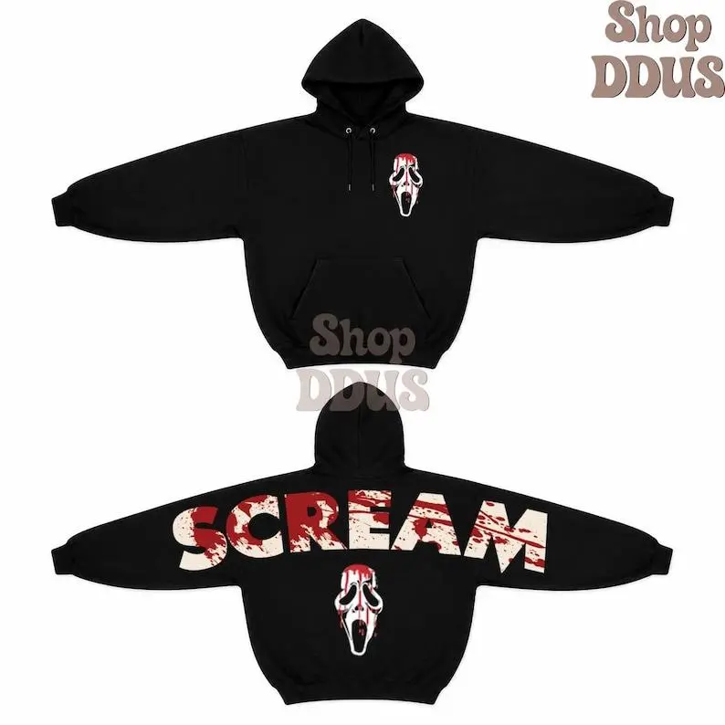 Ghostface Woodsboro Sweatshirt, Vintage Horror Movie Graphic Hoodie, Halloween Fan Pullover, Gothic Slasher Apparel