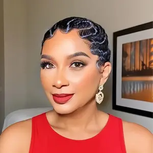 4-Inch Deep Wave Pixie Cut Wig for Women Secure Fit Cap, Elegant Style for Summer Parties & Daily Wear, Brazilian Wigs, Party Hairpiece, Natural Look