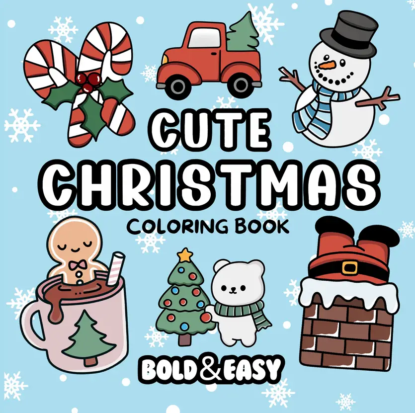 Cute Christmas Coloring Book & Reusable Protective Sheet by Wook Books
