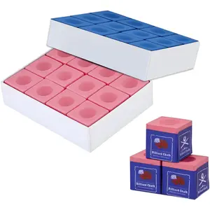 Professional Pool Cue Chalk, 24 Cubes Billiard Chalk with Storage Box Fine Powder Pool Chalk Cubes 2 Colors (Red/Blue) Suitable for Each Cue Tip Size