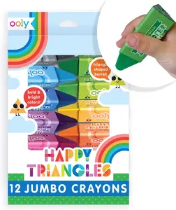 Easter Bundle Jumbo Triangle Crayons for Toddlers Set of 12, Non-Toxic Triangle Shaped Easy to Hold Crayons for Toddler, No Rolling Crayon