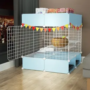 Large Space Rabbit Cage with Toilet Pad, Two-Layer Platform, Indoor Use, Ideal for Home Bunny Care, Large Size Rabbit Hutch