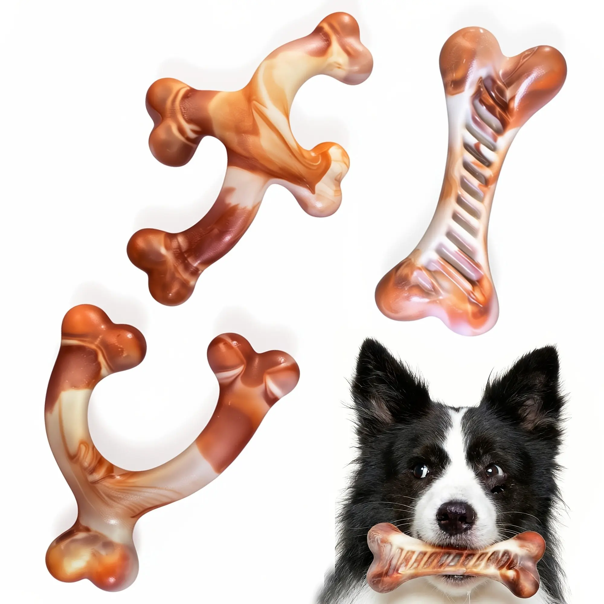3-Pack Tough Nylon Dog Toys, Seahorse Starfish Fish Indestructible Chew Toys for Aggressive Chewers, Dental Health Teeth Cleaning Toys for Large Dogs, Durable Hard Plastic Pet Gift Set