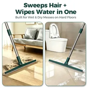 Rubber Squeegee Broom for Floor,50.3" Long Handle Window Squeegee, Silicone Pet Hair Remover,Magic Squeegee Broom for Indoor Cleaning,Cleans Glass, Hair, fine dust, Liquids, Floors, Rugs