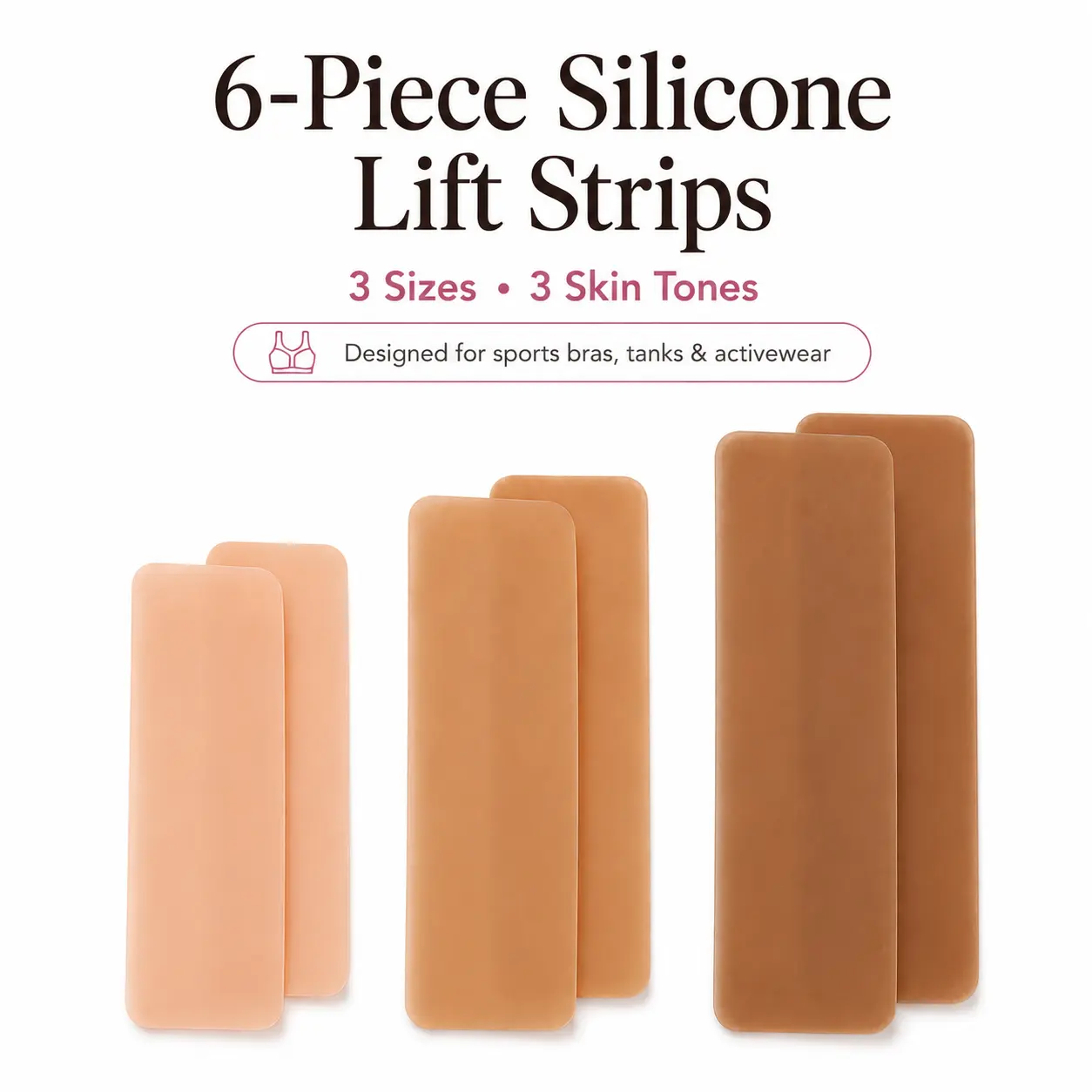 6PCS Reusable Silicone Breast Lift Strips for Women, 3 Sizes in 1 Set, Seamless Skin Tone Support Tape for Sports Bras, Tank Tops, Deep V, Strapless, Backless and Activewear Outfits #foryoupage #summervibes #summerwins #summer