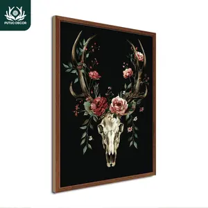 Wooden Painting Decor, Modern Floral Paintings, Bone & Flower Pattern Wall Art, Wall Decor for Home Farmhouse Living Room Office Studio Cafe Coffee Shop Bar Club, Vintage Wall Art, Ornaments