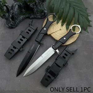 Two Convenient Camping and Fishing Fixed-blade Knives Each Different Blade Color Made From 8Cr13Mov Steel Nylon Fiber Handles