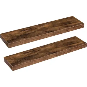 Floating Shelves for Wall, Wall Mounted Shelf Set of 2, 31.5" Shelf with Invisible Brackets, for Wall in Bedroom Living Room Office, Rustic Brown BF80BJP201