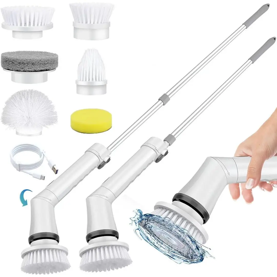 Electric Spin Scrubber, Rechargeable Electric Cleaning Brush with 6/12 Replaceable Brush Heads, Electric Scrubber Brushes for Summer, Electric Spin Sc