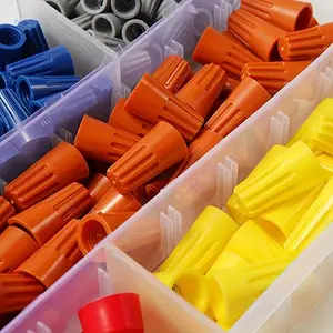 1set/40pcs Boxed Fast Connector Set, Rotary Transform Spring Cover Terminal, Electrical Equipment Connector, Stainless Steel Spring + PVC Flame Retardant Housing, Wire Connector Terminal, AWG 24-7, Home Improvement Equipment Maintenance Parts