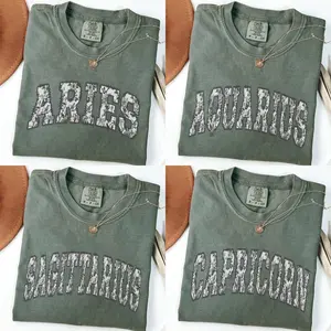 Comfort Colors Zodiac Tshirt - Moss, Cute Horoscope Astrology Graphic Tshirt, Unisex Crewneck Tshirt, Personalized Zodiac Energy Gift for Birthday, Star Sign Lovers, Celestial Sweatshirt - AL