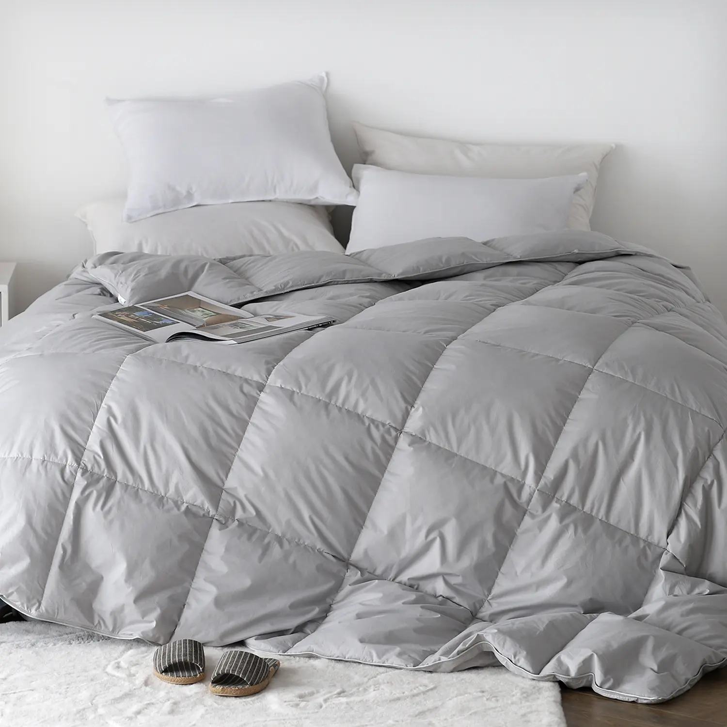 Kasentex Fluffy Cotton Feather Down Duvet Insert, Puffed Quilt - Hotel Collection Luxurious Bedding, 100% Cotton Fabric, Exceptional Warmth & Comfort, Lightweight, Super Fluffy, Machine Washable, Fluffy Duvet Insert, Lightweight Duvet