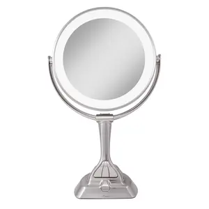 Lighted Makeup Mirror with 10X Magnification & Smart Dimmer – 10" Wide, 16" Tall, LED Daylight, Office & Evening Settings magnify mirror