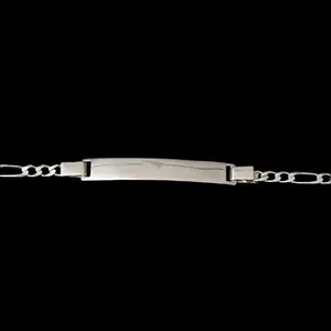 6.6mm Figaro ID Name Bracelet 925 Sterling Silver 8"