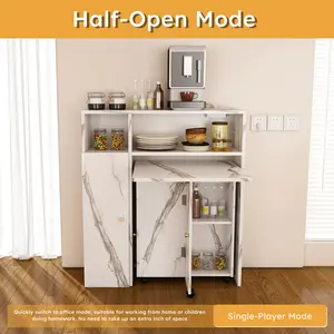 [SOIYELIFE] Multifunctional Folding Dining Table with Wall-Mounted Sideboard & Storage for Small Apartments(wihte)   Fine furniture
