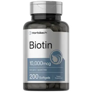 Horbaach Biotin 10000 mcg | 200 Softgels | Vitamin B7 Supplement | Non-GMO & Gluten Free