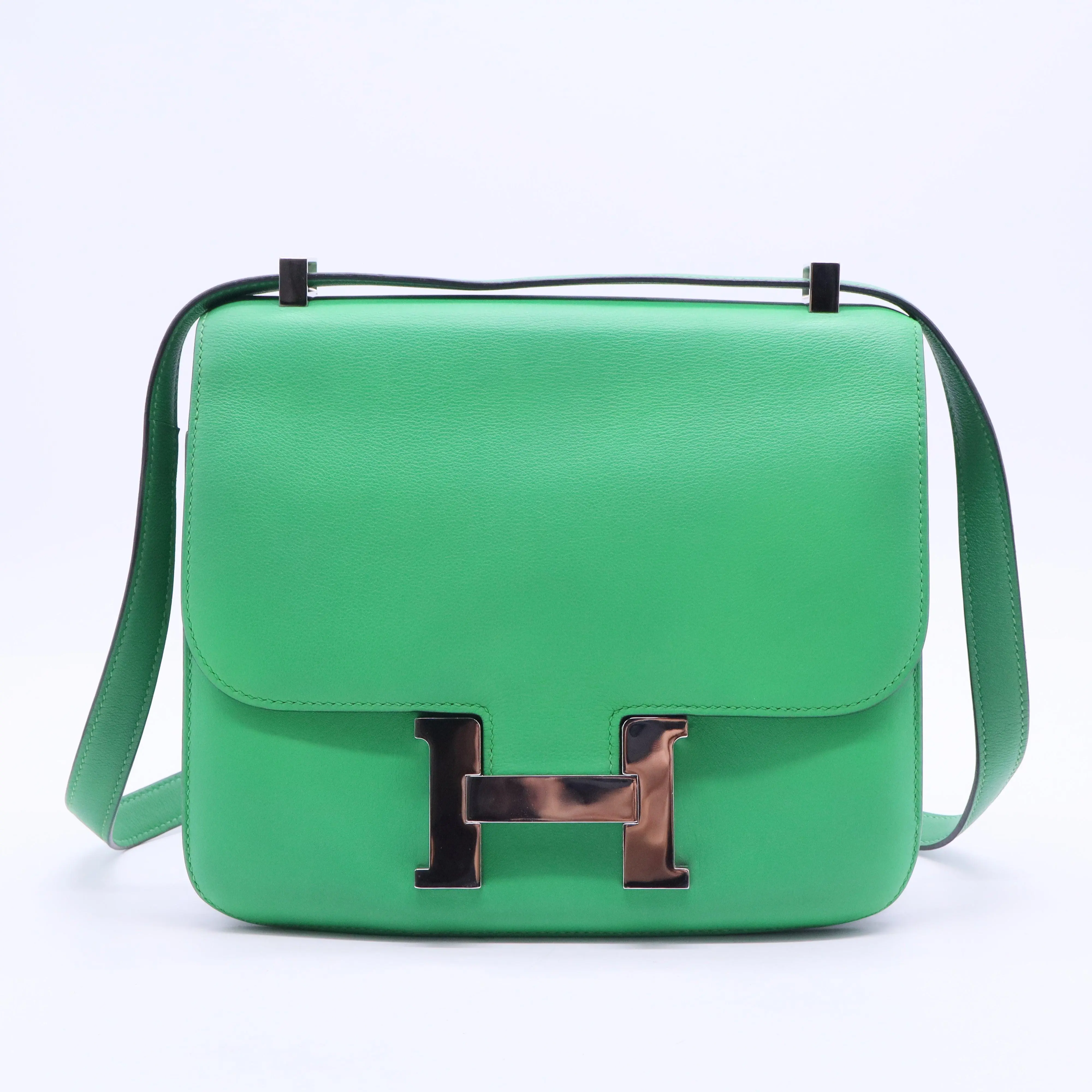 Pre-owned HERMÈS Leather Shoulder Bags Constance 18 Epsom Vert Jade Palladium Hardware B20169