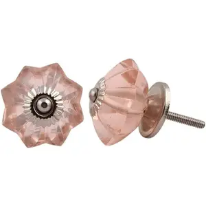 Crystal Glass Cabinet Knobs – Decorative Drawer Pulls with Silver Metal Ba, Vinta Flower Design for Kitchen Cabinets, Dresr, Wardrobe & Furniture (t of 2) (Pink)