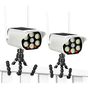 Solar-Powered Imitation Cameras, Mock Surveillance Dome Cameras with Motion Detection, Ip66 Outdoor Security Light for Fences, Garages, Warehouses