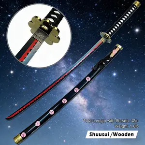 42Inch Roronoa Zoro Katana Cosplay Prop - Shusui Yubashiri Wado Ichimonji Replica Sword with Scabbard, Anime Costume Accessory with Safe Blunt Blade for Halloween