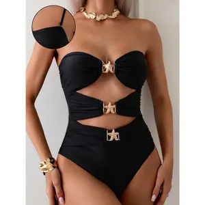 Cutout Sweetheart Neck One-Piece Swimwear