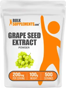 BulkSupplements Grape Seed Extract Powder - Edible - Natural Antioxidants - 100g - 200mg per Serving