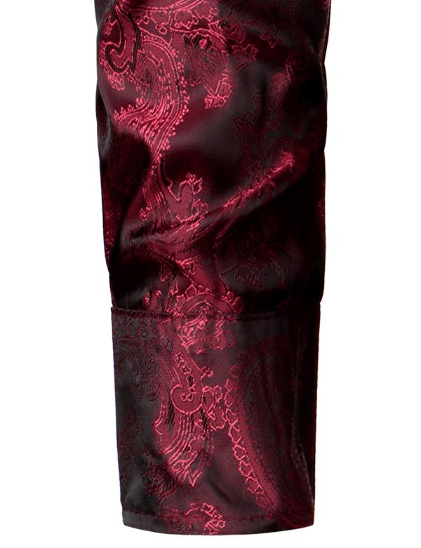 ZEROYAA Men's Paisley Jacquard Slim Fit Long Sleeve Button Up Dress Shirt for Party Prom