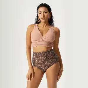 Two Piece BodyTips Tank Top Leopard Print High Waist Bikini Swimsuit Set Lightweight Fit Design Smooth Fabric Swimwear Clean Style Popular Beach Outfit Versatile Bikini For Pool Vacation Summer Activities Sunbathing Water Sports Travel Casual Swim Use