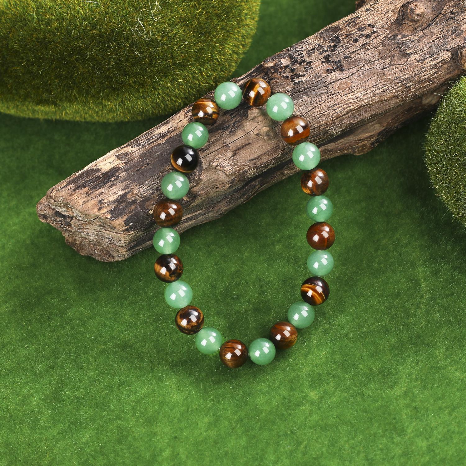 Money Attraction Bracelet Teacher Appreciation Gifts aesthetic with Green Aventurine & Tiger Eye beaded jewelry protection bracelet encouragement gift fashion Colorblock Beaded Crystal Bracelet handmade