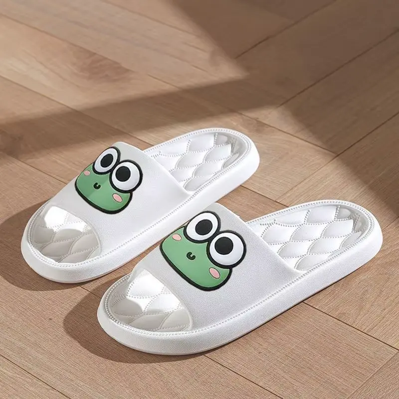 Summer Beach Slides Bathroom anti Slip Slipper Non-Slip Home Flip Flops Cartoon Frog Soft Sandals NONE