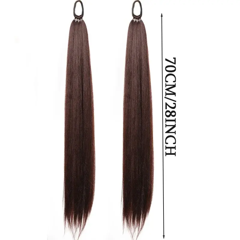 2026 NEW  Synthetic 28 Inch Long Ponytail Extensions With Elastic Band Versatile DIY Braided Ponytail For Women  Black Brown