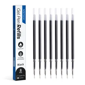 8ct Writech Liquid Gel Pen Refills - Fine Point 0.5mm Black Ink Twin-Ball Nib Refill for Retractable Click Pens