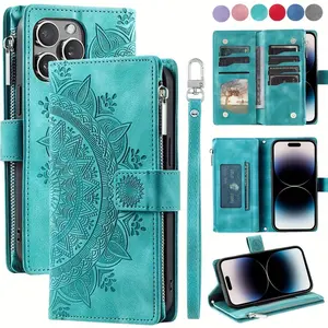 Extended Lanyard Faux Leather Phone Case for Various for iphone Models Including 17, Air, 16, 16E, 15, 14, 13, 12, 11 Pro Max, Plus, X, XS, XR, 8, 7 Plus, And SE from 2022 And 2020, Featuring a Zipper Wallet And Cardholder.