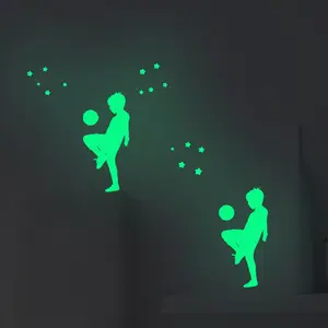 Glow in the Dark Football Wall Stickers, PET Football boy Stickers for Girls and Boy’ Bedroom, Glow in the Dark Wall Decals for Home Sweet Home, Cute Playing Football Stickers for Kids，home sweet home decoration.