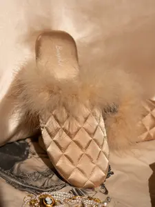 Fluffy Satin Slippers For Women With Fluffy Velvet