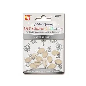 Beauty Town DIY Natural Shell Charm Accessories - 12 Pcs #60033, DIY Mix Beads Hair Accessory Set, Charm Accessory