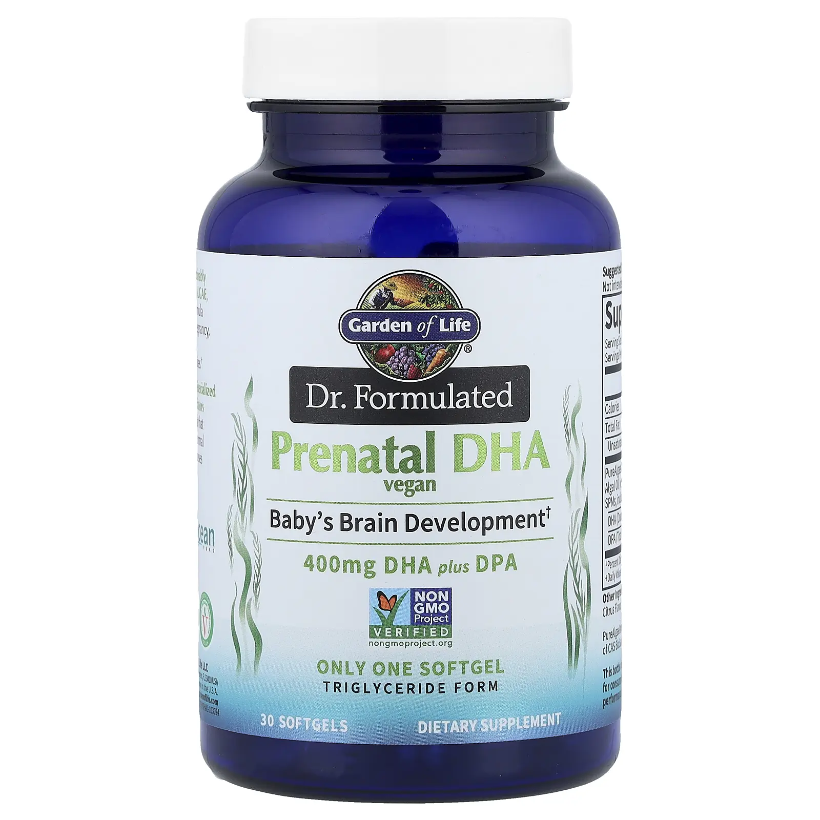 Garden of Life Dr. Formulated, Vegan Prenatal DHA, 400 mg, 30 Softgels | HSA/FSA Eligible