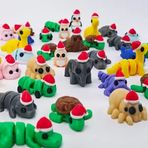 20pcs Christmas Gifts, 3D Printed Cute Animal Ornaments, Piggy Ornaments with Santa Hats, Adorable Christmas Tree Decorations, Festive Tabletop Accessories