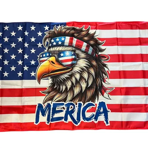 Funny American Flag Bald Eagle MERICA 3x5 wall decor banner gift husband garage man cave hunting Flag Ornaments large big Slogan Tapestry seasonal