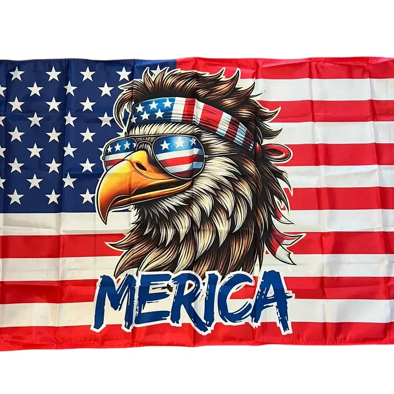 Funny American Flag Bald Eagle MERICA 3x5 wall decor banner gift husband garage man cave hunting Flag Ornaments large big Slogan Tapestry seasonal
