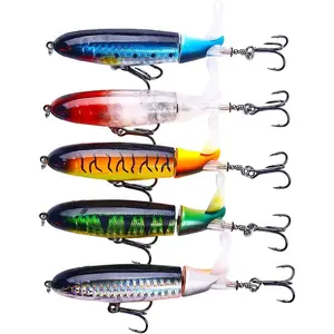 Floating Pencil Topwater Fishing Lures with Rotating Tail, Bass Catfish Pike Perch Lure Kit with Storage Box for Freshwater and Saltwater baits and lures fishhooks