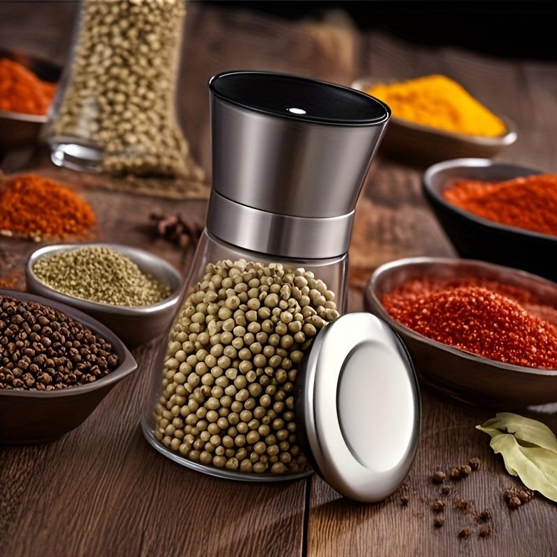 Kitchen Storage Spice Jar Set Stainless Steel & Glass Seasoning Containers Salt and Pepper Shakers