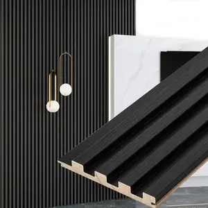 Black Slat Wood Wall Panels - (94" Long & 106" Long) x (5 3/4" Width)