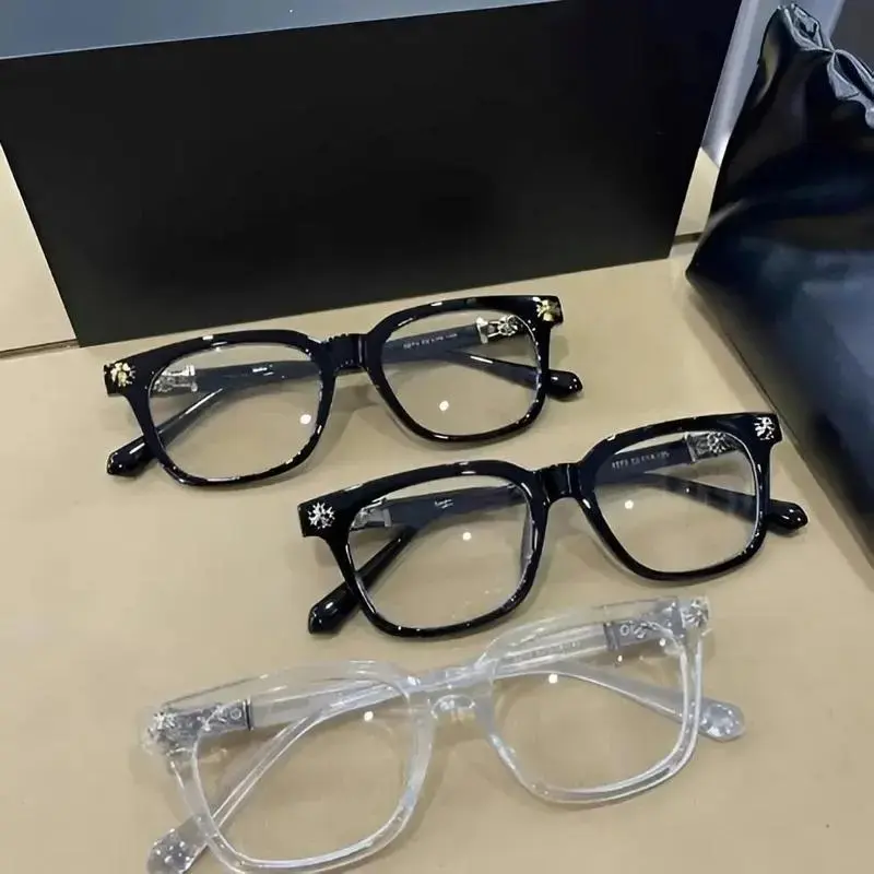 Unisex Classic Square Blue Light Non-Prescription Glasses - Cross Flower Rivets, Vintage Street Style Black Metal Frame, 2-Color Fashion Eyewear Accessories for Computers & Phones, Square Shape, Statement Frame Glasses, Unisex Wear, Classic Frame Non-Pres