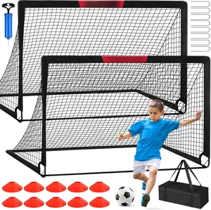 Soccer Goal, 2 of 6'x4'  Soccer Goals for Backyard Set, Portable Pop Up Soccer Net, Practice Soccer  Equipment with Ball, Cones for ,Youth  Outdoor  Yard Play