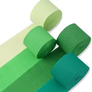 PartyWoo Green Crepe Paper Streamers, 4 Rolls (1.8 in x 82 ft Each) 328 ft Pack - Dark, Light, Pastel, Lime Green for Graduation, Jungle Party Decorations & Gifts