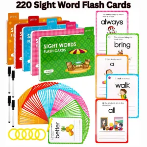 Kindergarten Sight Word Flash Cards, 220 Sight Word Games for Kids Ages 3-9, Flash Card Fun, Classic Sight Words Flash Cards with Images, ABC Learning Toys for Pre-K to 3rd Grade- Easter Gift