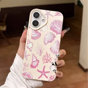 Anti-Drop Tpu Phone Case for iPhone 11-16 Pro Max, Vintage Seashell Starfish Pattern, Soft Protective Cover, Durable Design